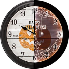Evelyne Product Image LED Round Wall Clock 12.5" Happy Halloween Pumpkin Style