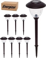 Energizer 8 Pack Solar Pathway LED Lights Outdoor-Stainless Steel 15 Lumen