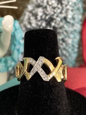 Tiffany&Co Paloma Picasso Diamond XO Ring 18k Gold Platinum