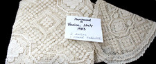 Vintage Estate Ecru Lace Hand Crochet Tablecloth  doileys Made In Italy