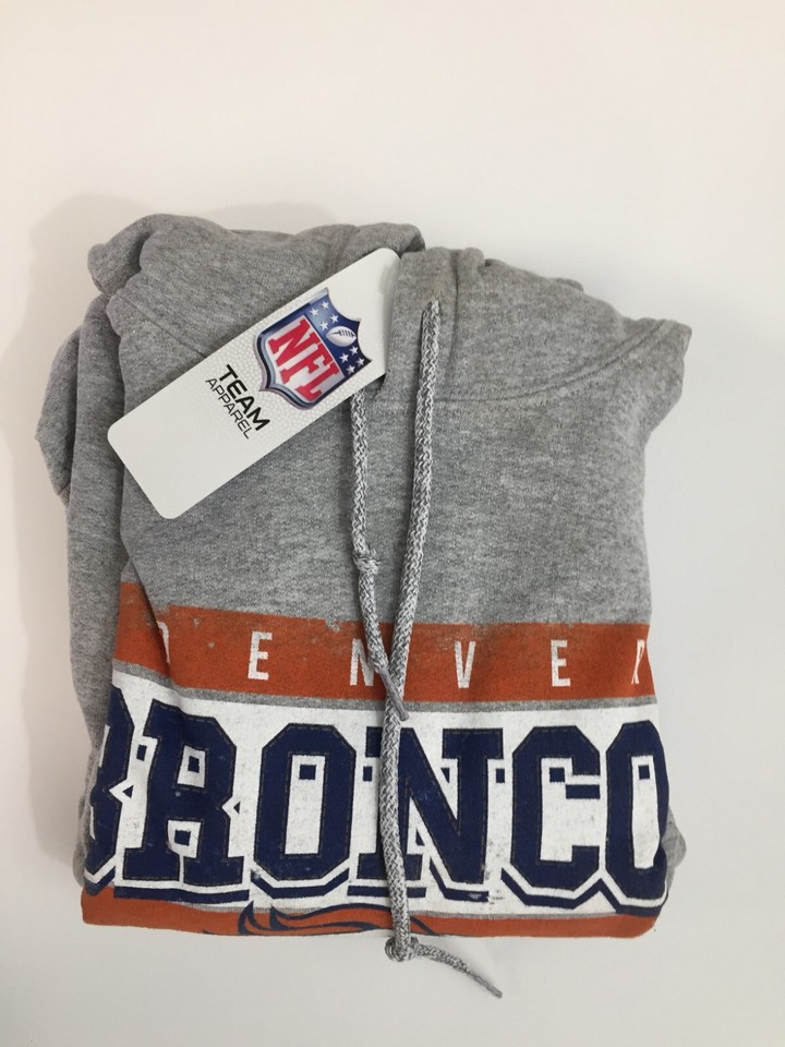 Denver Broncos Football Gray Gradient Logo Hoodie Pullover Zubaz Men's