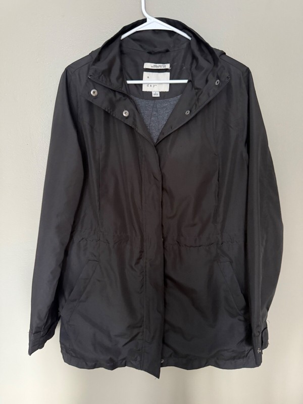 A New Day Jacket Fully Lined Water Resistant Parka Style with Hood Black Size L
