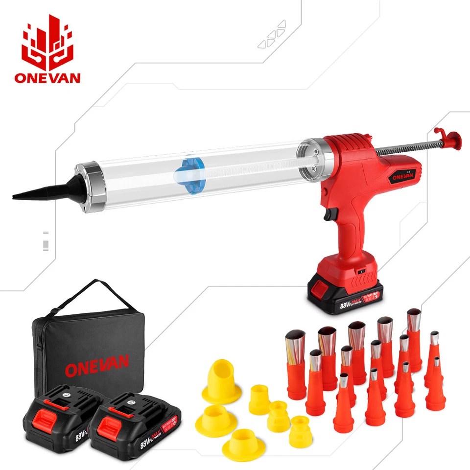 ONEVAN Battery Powered Electric Cordless Caulking Gun Handheld Glass Mastic Glue Gun UK