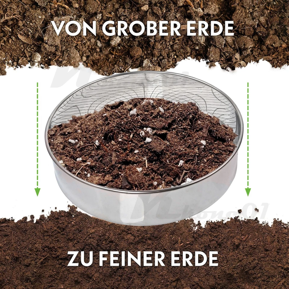 Erdsieb Garten Metall 30cm 5 Maschen grob fein für Stein Sand Hand Kompost Sieb - Bild 3 von 4