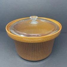 VTG Crock Pot Slow Cooker Replacement Stoneware Brown Insert & Glass Lid 4.5 QT