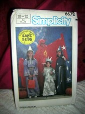 Simplicity Pattern 6672 Size 10-12 Costumes Robes/Dress Adult to Child NOS