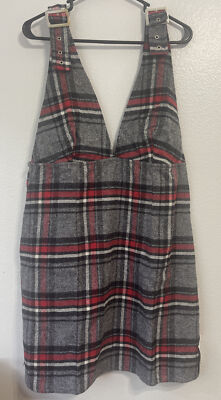 ASOS DESING pinafore mini dress in red check us sz 14