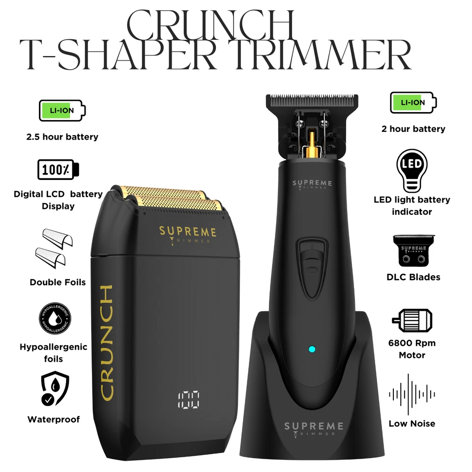 Supreme Trimmer T-Shaper Trimmer & Crunch Foil Shaver Set | STF602 ST5206 Black - Image 2 of 4