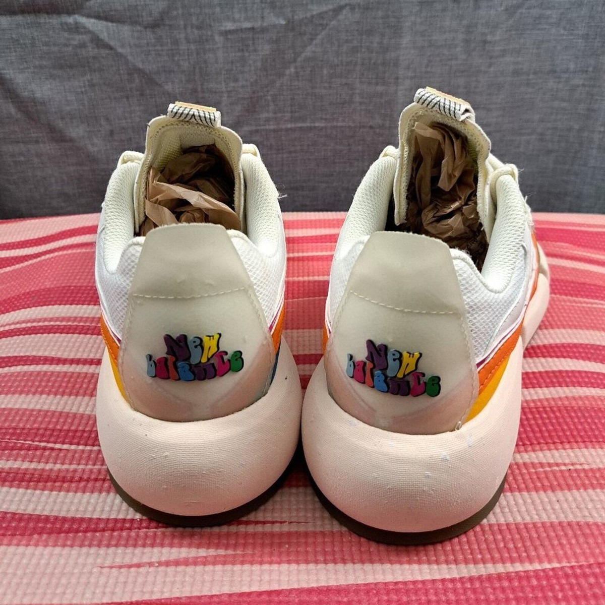 Size 10 New Balance Vision Racer Sneakers White & Pink Jaden 