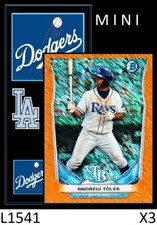 1-2014 BOWMAN CHROME TOP 5 ORANGE REFRACTOR MINI ANDREW TOLES DODGERS /50 QTY