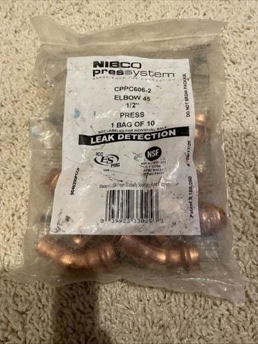 Nibco 1/2 in. FTG X 1/2 in. D Press Wrought Copper 45 Degree Elbow 8 pk