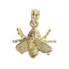 New 14k Gold Bee Charm Pendant