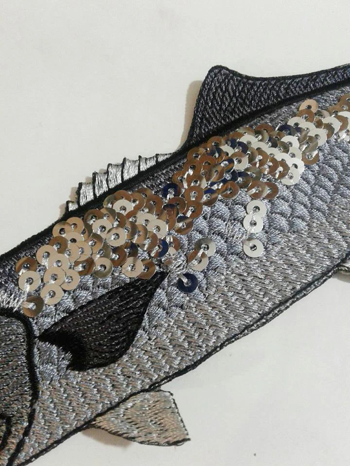 Sea Fish with Sequins Handmade Embroidered Patch - Image 4 of 4