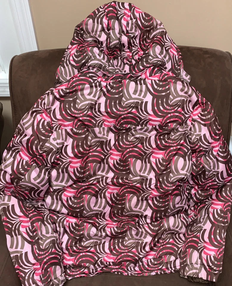 GIRLS PUFFER COAT SIZE 14/16 PINK/BROWN SWIRLS CHEROKEE SUPER CUTE!! - Image 3 of 3