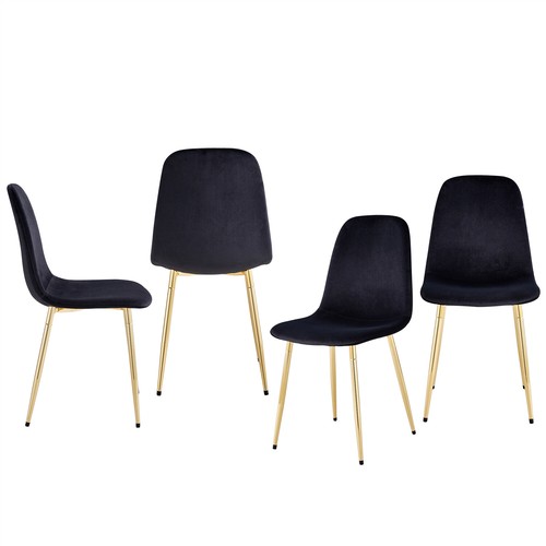 Metal Leg Backrest Breathable Velvet Soft Upholstered Kitchen Dining Chair Set - Picture 19 of 23