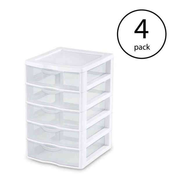 Sterilite Small Compact Countertop 3 Drawer Desktop Storage Unit (18 Pack)