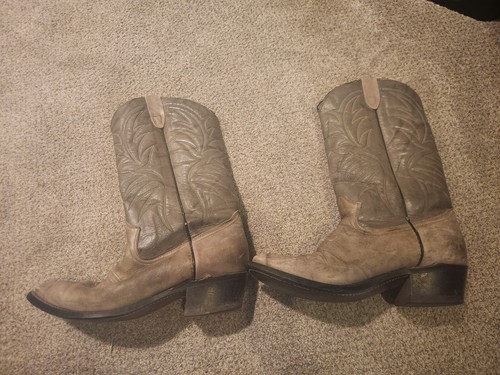 Vintage Gray Leather Cowboy Boots Mens Size 9.5 D Texas Style 1010 #S89 - Picture 4 of 6