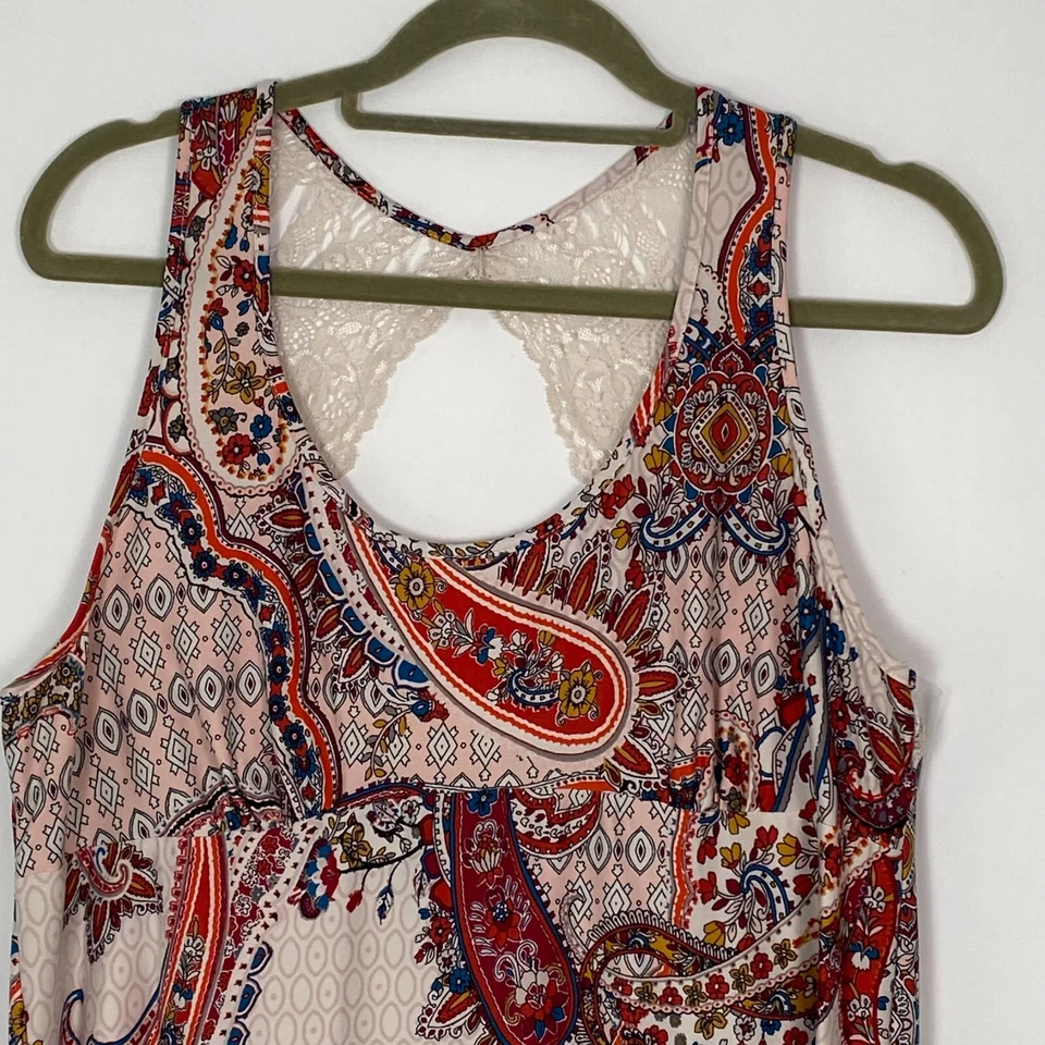 Vestido sin Mangas Secret Treasures Talla XL 16-18 Paisley Diseño Floral Razerback Chemise Foto 4 de 4