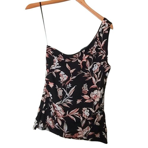 White House Black Market Floral One Shoulder Top Pullover Fully lined S