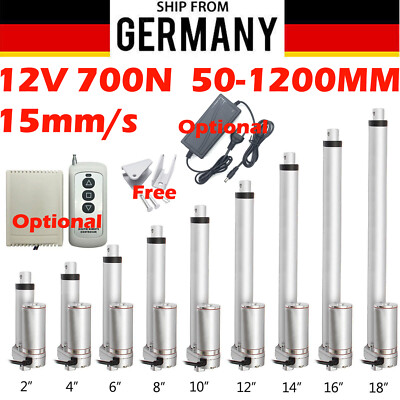 12V Linearantrieb Elektrisch Linear Actuator Motor 700N 50-1200mm Fast IP54 DE