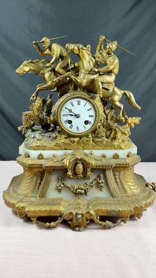 ボビータカシマ　 午年　イヤープレート　Year of the Horse Antique French Japy Freres Gilt-Bronze Mantel Clock Horse Racing