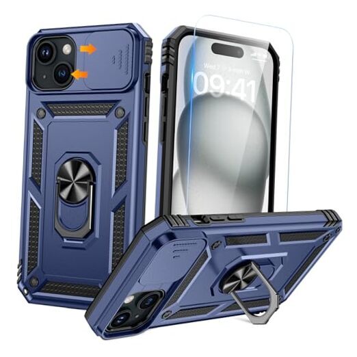 for iPhone 15 Case with Screen Protector - Slide Only for iPhone 15 Blue-image