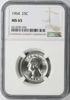 1964 25c Washington Quarter NGC MS65