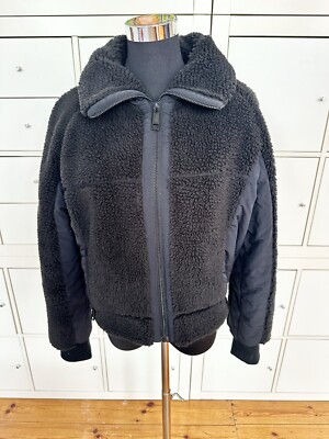 The Kooples Winterjacke Gr. EU 38 M Schwarz Sherpa Kurz Teddy Stehkragen 