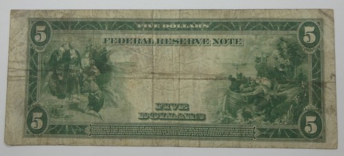 OFERTA Serie 1914 Tamaño Grande $5 Fed Res Billete Philadelphia, PA 3-C FINO Fr#855 - Imagen 2 de 4