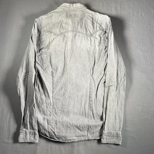 Camicia Scotch & Soda uomo grigio medio western bottoni a pressione slim fit stile denim - Foto 10 di 11