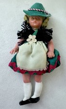 Vintage German Celluloid Doll In Traditional Bavarian Dress With Sleepy Eyes