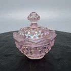 Fenton Carnival Glass Pink Iridescent Trinket Box. Color Is Beautiful!! Perfect