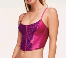 NEW Adore Me Genevieve Medium Corset Lingerie Top Fuschia Pink Lace