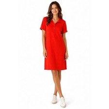 Lands End Womens Orange Pique Cotton Blend Short Sleeve Polo Dress Size 18