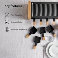 1200W 8 Person Raclette Grill & Stone with two interchangeable cooking plates