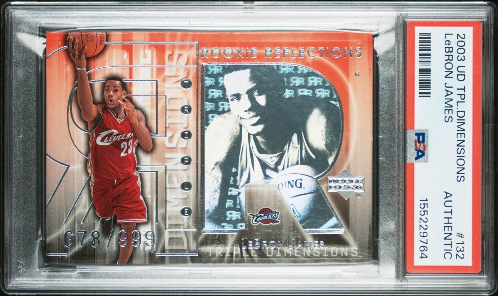 2003-04 UD Triple Dimensions LeBron James /999 #132 PSA Authentic RC ROOKIE