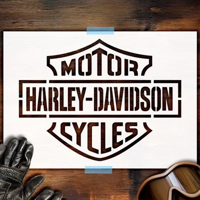 STENCILAIR Pochoir en plastique réutilisable A3 - Logo Harley Davidson Art mural