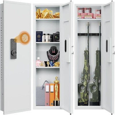 53.15'' Wall Safe Between the Studs, Biometric Fingerprint Hidden Safe with Shelf