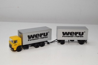 B77 1:87 HERPA MAN M.A.N. TRUCK TRAILER WERU EXC. COND.