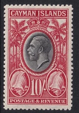 Cayman Islands 1935 10s Black & Scarlet SG107 - very lightly mounted mint