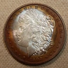 100% AUTHENT1C 902 O Morgan Silver Dollar. Awesome Monster Double Bullseye Toned