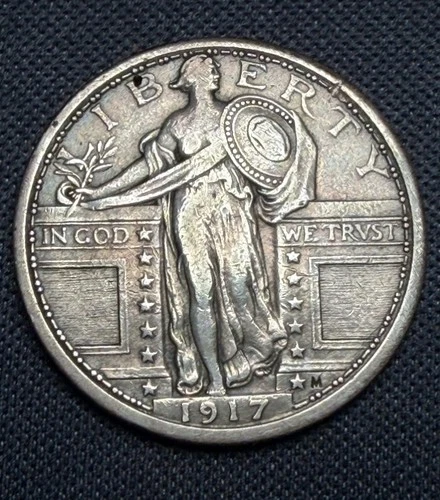 1917 Philadelphia Standing Liberty Quarter 25Ctype 1  AU details