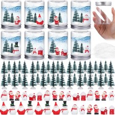 24 Sets Christmas Plastic Snow Globe Kit Clear Globe Miniature Santa Claus Sn...