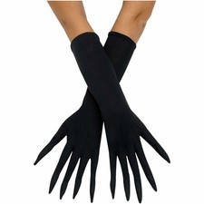 Horror Ghost Womens Costume Accessories Black Pointy Finger Gloves