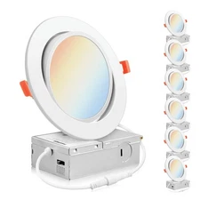 PARMIDA (6 Pack) Inch 5CCT Ultra-Thin LED Adjustable Gimbal Recessed Lighting