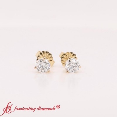 1/2-5 Karat runde im Labor gezüchtete Diamant Martini Ohrstecker 14 Karat Gold für Damen