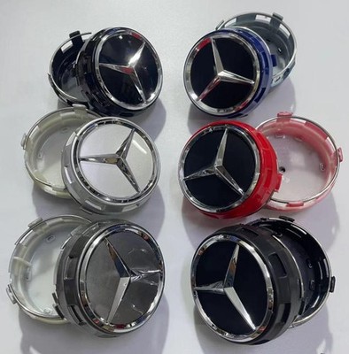 FOR MERCEDES BENZ SET OF 4PCS -  OUTLINED 75 mm/2.95in Wheel Center Caps