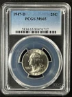 1947-D  25C Washington Quarter Dollar PCGS MS65   80476712