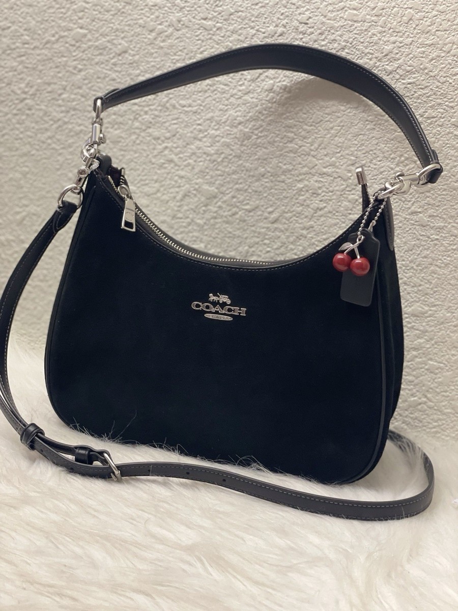 NWT Coach Teri Hobo Bag With Cherry Charm CCZ88 Silver/Black | eBay