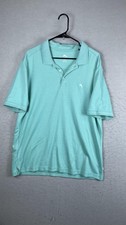 Tommy Bahama Polo Shirt Mens Large Green Stripe Marlin Logo Golf Short Sleeve